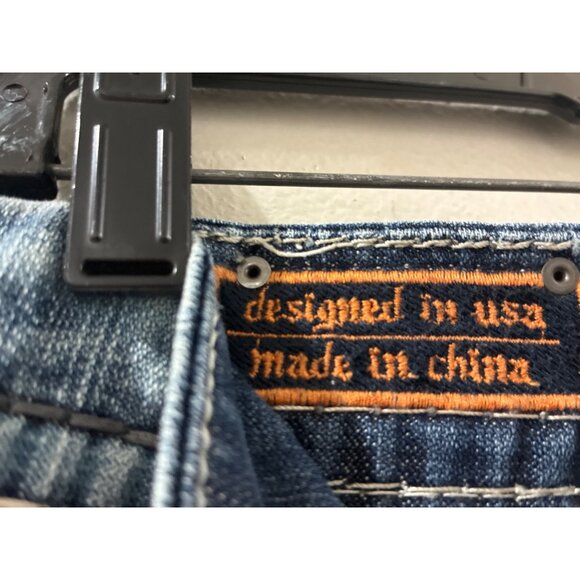 ROCK REVIVAL for BUCKLE RARE DISTRESSED ISAAC SLIM BOOT DENIM JEANS SIZE 31 - Picture 9 of 12